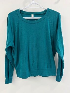 American Apparel Women's Teal Long-Sleeve Pullover Top - Small